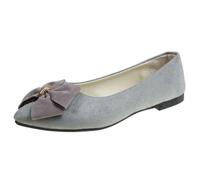 Women's Elegant Summer and Autumn Lightweight Suede Pointed Shallow Mouth Soft Bottom Bow Single Shoes Daily Dating Commuting Large Size Ballet Flat Shoes, gray, 7 UK