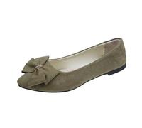 Women's Elegant Summer and Autumn Lightweight Suede Pointed Shallow Mouth Soft Bottom Bow Single Shoes Daily Dating Commuting Large Size Ballet Shoes Flat, jn, 2/2.5 UK