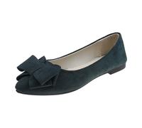 Women's Elegant Summer and Autumn Lightweight Suede Pointed Shallow Mouth Soft Bottom Bow Single Shoes Daily Dating Commuting Large Size Ballet Flat Shoes, navy, 8 UK