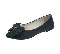 Women's Elegant Summer and Autumn Lightweight Suede Pointed Shallow Mouth Soft Bottom Bow Single Shoes Daily Dating Commuting Large Size Ballet Flat Shoes, navy, 7 UK