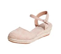 Women's Elegant Summer Espadrille Sandals with Lace-Up Sandals Bare Feet Lightweight Non-Slip Closed Toe Solid Color for Holiday and Leisure, beige, 9.5 UK