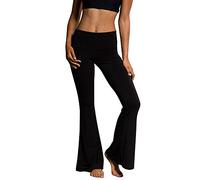 Women's Elegant Summer Loose Lounge Flowy Toursers Trousers Dance Yoga Long Waist Women Bell-Bottom Pants High Elastic Black Barrel Leg Womens Linen UK Ladies Stretch Fashion Pull On Wide for
