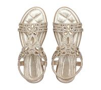 Women's Elegant Summer Sandals with Rhinestones - Women's Summer Casual Slippers Soft Lightweight Work Slippers Breathable Comfortable Sandals Slave Walking Holiday, gold, 4 UK