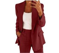 Women's Elegant Wedding Suit 2 Piece Outfits Set Long Sleeve Button Blazer with High Waist Pants for Business Work Office Formal Trouser Suits Two Piece Ladies Blazer Suit