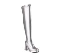 Women's Elegant Winter Long Shaft Fashionable Ankle Boots with Heel | Suede, block heel, zip, long shaft, over the knee, casual, breathable, comfortable, everyday wear