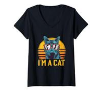 Womens Elemental I'm a Cat - Men Women Vintage Design Funny V-Neck T-Shirt