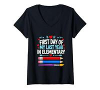 Women's Elementary Final Year First Day Back to School Student Life V-Neck T-Shirt