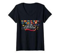 Women's Elementary School Principal Hands Full Heart Leadership V-Neck T-Shirt