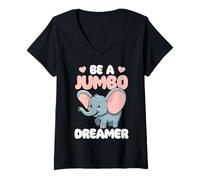 Womens Elephant Be A Jumbo Dreamer Cute Elephant V-Neck T-Shirt