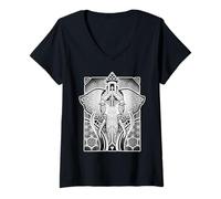 Womens Elephant Bull Geometric Sacred Geometry V-Neck T-Shirt