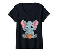 Women's Elephant Eating Pho King Vietnamese Pho Noodle Soup V-Neck T-Shirt