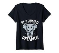 Womens Elephant Graphic Be A Jumbo Dreamer Cute Elephant V-Neck T-Shirt