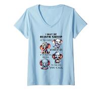 Womens Elephant I May Be Black Sheep Of The Family But When Shit V-Neck T-Shirt