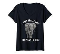 Women's Elephant Lover I Just Really Like Elephants Ok V-Neck T-Shirt
