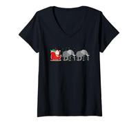 Womens Elephant Santa Christmas Sleigh - Funny Elephant Xmas V-Neck T-Shirt