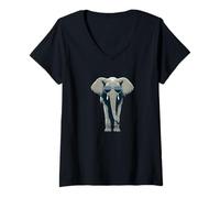 Womens Elephant Wearing Funny Sunglasses - Africa African Mammal V-Neck T-Shirt