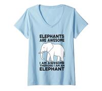 Women's Elephants are Awesome I Am Awesome I Am an Elephant V-Neck T-Shirt