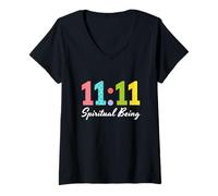 Womens Eleven 11 Angel Time 1111 Spiritual Being Synchronicity V-Neck T-Shirt