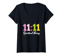 Womens Eleven 11 Spiritual Being 1111 Angel Time Synchronicity V-Neck T-Shirt
