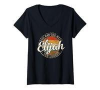 Women's Elijah The Man The Myth The Legend Vintage Personalized Name V-Neck T-Shirt