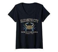 Women's Elizabeth City NC Crab Town Since 1793 Ivory Letters V-Neck T-Shirt