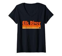 Womens Elk River, Minnesota Retro 80s Style V-Neck T-Shirt