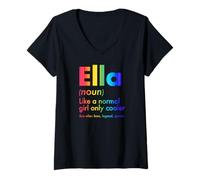 Women's Ella Like A Normal Girl Only Cooler Queen First Name V-Neck T-Shirt