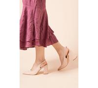 Womens Ellens Pointed High Block Heel Slingback Court Shoes Blush 3