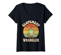 Women's Elopement Wrangler Frog ABA Behavior Therapist V-Neck T-Shirt