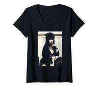 Women's Elvira's Movie Macabre Cassandra Gay Peterson 1989 V-Neck T-Shirt