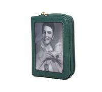 Womens Elvis 3D Effect Design Small Bifold Purse Bag Wallet Card Holder -Emerald