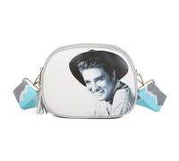 Womens Elvis Presly Tassel Handbag Timeless Design Shoulder Crossbody Bag -E12-Silver