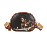 Womens Elvis Presly Tassel Handbag Timeless Design Shoulder Crossbody Bag -E5-Tan