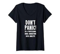 Women's Email Marketing Data Analyst V-Neck T-Shirt, Black, Small