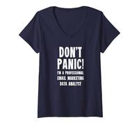 Women's Email Marketing Data Analyst V-Neck T-Shirt, Navy Blue, Medium