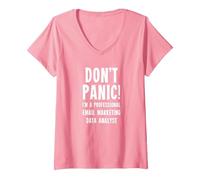 Women's Email Marketing Data Analyst V-Neck T-Shirt, Pink, Medium