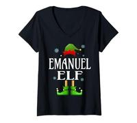 Womens Emanuel Elf Xmas Funny Men's Family Matching Christmas V-Neck T-Shirt
