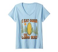 Women's Embarrassing Shirt Funny Inappropriate Eat Corn The Long Way V-Neck T-Shirt