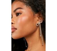 Womens Embellished Bow Detail Drop Earrings - Grey - One Size, Grey