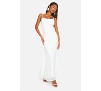 Womens Embellished Sequin Floral Cowl Maxi Dress - White - 16, White