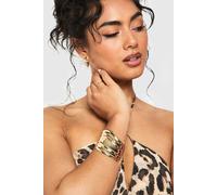 Womens Embossed Chunky Gold Bangle - One Size, Gold