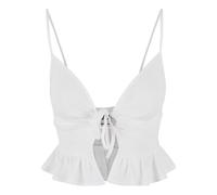 Women's embossed piqué ruffled tank top Urban Classics Blanc 5XL