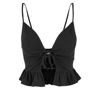 Women's embossed piqué ruffled tank top Urban Classics Noir 3XL