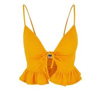 Women's embossed piqué ruffled tank top Urban Classics Orange L