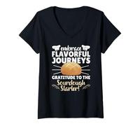 Womens Embrace Flavorful Journeys Gratitude to The Sourdough V-Neck T-Shirt