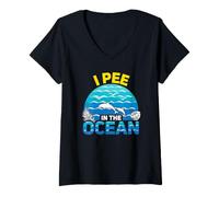 Women's Embrace Funny Sarcastic Beach Jokes with I Pee in The Ocean V-Neck T-Shirt