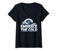 Women's Embrace The Cold Plunge Ice Bath Therapy Winter Swimming V-Neck T-Shirt