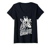 Womens Embrace Your Inner Giraffe Tall Animal Motivation |- V-Neck T-Shirt