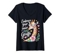 Womens Embrace Your Inner Giraffe Tall Animal Motivation - V-Neck T-Shirt