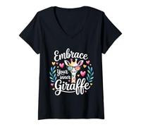 Womens Embrace Your Inner Giraffe Tall Animal Motivation - V-Neck T-Shirt
